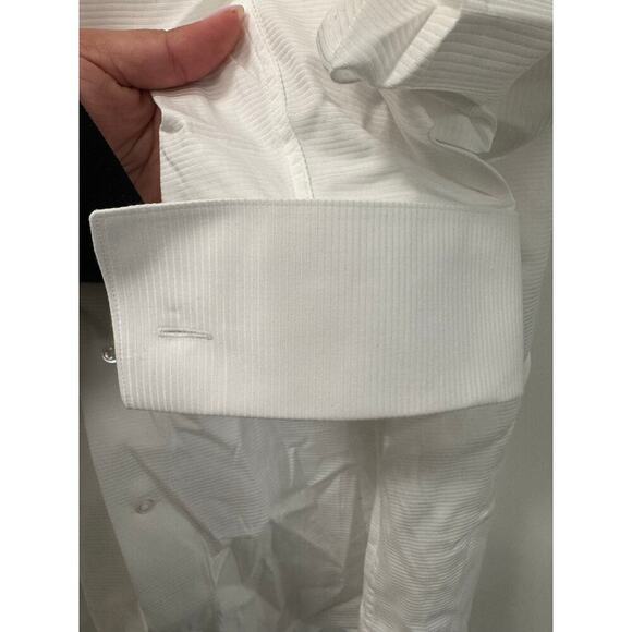 David Donahue Trim Fit White Spread Collar Long Sleeve Cotton Dress Sz 18 - Picture 8 of 8